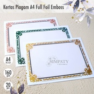 Blanko / Kertas Piagam / Sertifikat A4 Simpaty Full Foil Emas Mewah