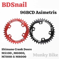 Asymmetric Snail Chainring 32T 34T 36T 38T BCD 96 BCD asymmetric narrow wide for single chairing bic