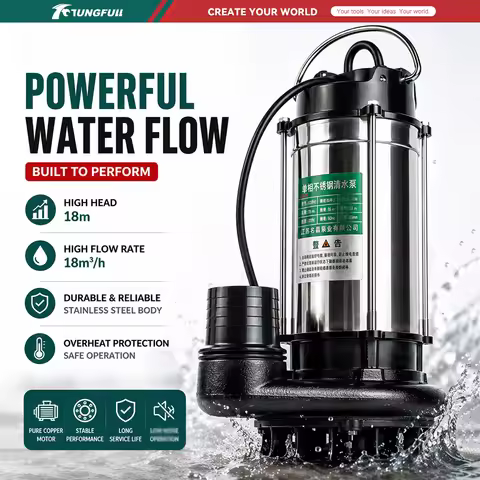 Submersible Water Pump Stainless Steel Sewage Clean Water Drainage Pump High Flow Clog Resistant Pum