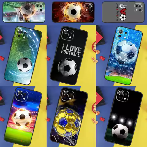 Fire Football Soccer Ball Case For Xiaomi 14T 11T 12T 13T Pro 13 14 15 Ultra POCO X7 Pro X3 X5 X6 F5