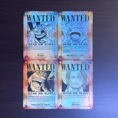 One Piece TCG OPCG English Character card 4 Emperors Wanted Poster Luffy Shanks Teach Buggy Textured