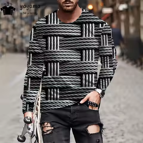 Classic 3D Print T shirt Men Fashion Casual T-shirts for Men 3D Graphic T-shirt O-Neck Men's Long Sl