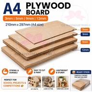 A4 Plywood Sheet 3mm 5mm 9mm 12mm Smooth Surface DIY Craft Furniture Board Ready Stock