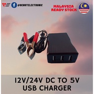 12V 24V DC to 5V USB Charger Solar Car Motor Battery 5V2A 3 Port USB Charger Fast Charge