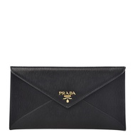 Prada Womens Saffiano Vitello Leather Envelope Clutch Bag 1MF175 Black