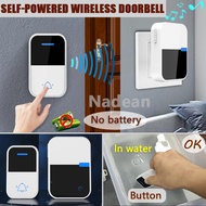 Wireless doorbell waterproof self-powered battery-free wiring-free [3-Pin UK Plug] AC lonceng rumah 