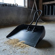 [AWHAO] Rectangular Scoop Industrial Dustpan Loop Handle Metal Dustpan Ridged Edges Cleaning Tool St