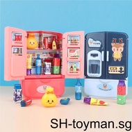 1/2 Simulation Fun Smart Refrigerator Toys Home Mini Appliances Play Double Door Cartoon Pattern Fridge Toy Birthday Craft