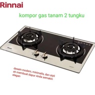 Kompor Gas Tanam Rinai 2 Tungku Rb2Ghcmb Elegan Warna Hitam Silver