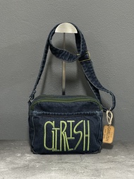 AEIOU No.297 กระเป๋ายีนส์สะพายข้าง Girlish ทรงเหลี่ยม Girlish Font สินค้าลิขสิทธิ์แท้