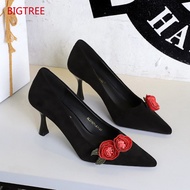 Bigtree Stiletto High Heels - Black Suede, Size 3767-AH85