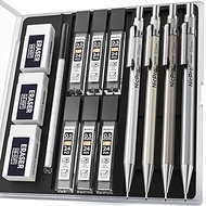 Nicpro 4PCS 0.5 mm Metal Mechanical Pencils Set, Lead Drafting Pencil for Artist Writing, Sketching,