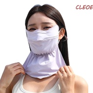 CLEOES Sunscreen Mask, Solid Color Hanging Ear Ice Silk Mask, Adjustable Neck Sunscreen Ice Silk Face Mask Men