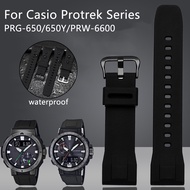 24mm Silicone Watch Strap for Casio Protrek Series PRG-650/650Y/PRW-6600 Waterproof Rubber Sport Watch Wrist Band Bracelet Accessories