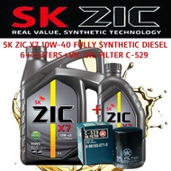SK ZIC 10W-40 FULLY SYNTHETIC DIESEL 7 LITERS+VIC OIL FILTER C-529