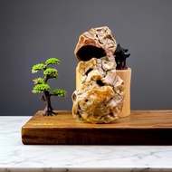 Alxa Gobi Old Oil Leather Natural Rough Stone Desert Lacquer Ornamental Strange Stone Desk Tea Table