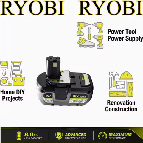 Ryobi Battery 18V 6Ah Large Capacity Replacement Battery P107 P109 For RYOBI ONE+ Fit Circular Saw W
