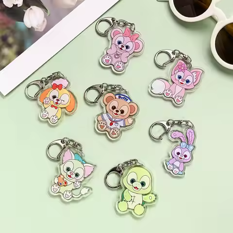 1/7Pcs Disney LinaBell Gelatoni StellaLou Duffy Acrylic Keychain Accessories Bag Charm Keyring Backp