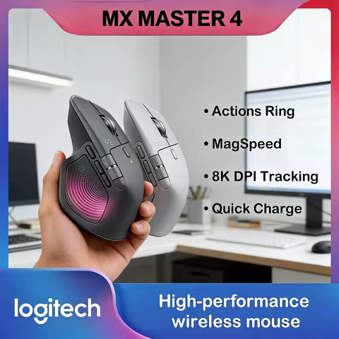 Logitech MX Master 4 Ergonomic Wireless Mouse Darkfield Glass Surface Tracking 70-Day Battery Life U