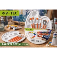 V-Tec Plastic Palette Set RD 1725 BR + Brush 6pcs - Painting Palette