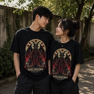 Metal T-Shirt Satanic Men's Distro T-Shirt BlackWanita SIXCISSORS 666 DIVINITY