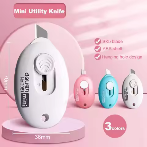 Deli 1/3pcs Cute Mini Pocket Knife Paper Box Cutter Express Box Unpacking Portable Utility Knife Off