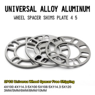 2Pieces Universal Alloy Aluminum 8mm 10mm Wheel Spacer Shims Plate 4 5 STUD For 4x98 4x100 4x108 4x1