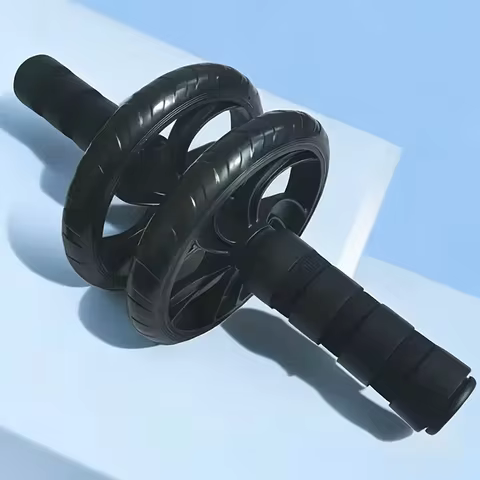 Silent Dual-Wheel Abdominal Roller - Made of Pvc and Stainless Steel, Suitable for Core Strength Tra