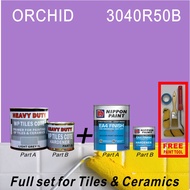 ORCHID 3040R50B  / 1 SET EA4 ( 1L HEAVY DUTY WP TILES COTE PRIMER / 1L NIPPON EA4 EPOXY FINISH COLOUR / FREE TOOL