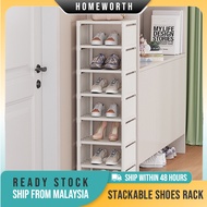 HOMEWORTH Stackable DIY Multi Layer Shoes Rack Shoe Slipper Sneaker Vertical Storage Organizer Shelf Rak Kasut