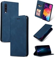 Miss flora Galaxy Phone Cases .Retro Skin Feel Business Magnetic Horizontal Flip Leather Case for Samsung Galaxy A50三星(Red) (Color : Navy Blue)