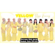 Baju Kurung Ibu Dan Anak Sedondon Color Yellow Raya 2024 (Ready Stock)
