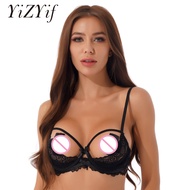 【jw】❅  Womens Erotic Bras See Through Sheer Adjustable Spaghetti Straps Cups Underwired