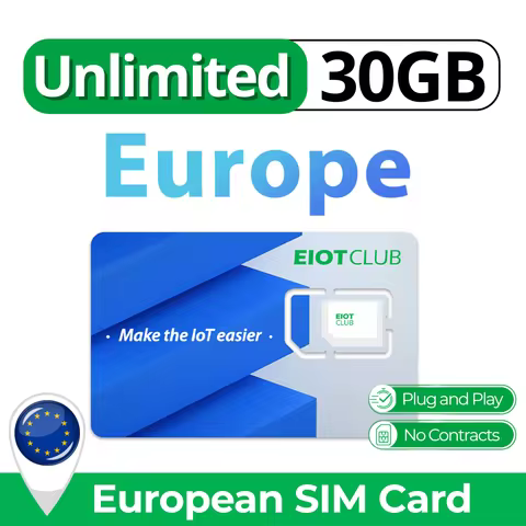 Europe Unlimited Data SIM Card, Supports 30+ Europe and UK Countries, 30GB High-Speed Data, Prepaid 