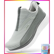 [FitVille] Men's Slip-On Sneakers - Wide Fit 2E 4E, Thick Sole Running & Walking Shoes, Breathable, 