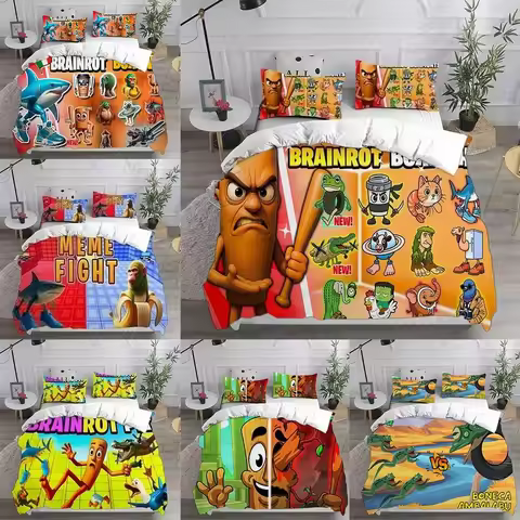 ai Italian Brainrot Tung Tung Sahur Bedding Sets Comforter Quilt Bed Cover Duvet Cover Pillow Case 2