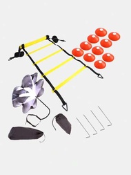 1套敏捷度梯子套裝，包含錐形障礙物、阻力降落傘、尼龍繩和耐磨敏捷訓練套裝