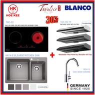 Turbo THC-02 Induction&amp;Ceramic Hob+Turbo TA65-802-90 Oil Tray Slim Hood+Blanco Naya8 Kitchen Sink+Blanco Mida XL Mixer