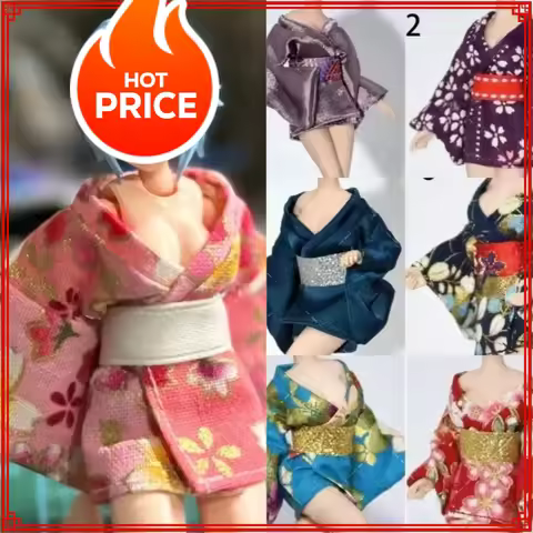 1/12 Scale Female Soldier Japanese Printing Kimono Short Dress Clothes Model for 12" Action Figures 