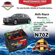 Münster Robust MF CMF N70Z | N70ZR | NX120-7R | 95D31R (75AH) Car Battery Bateri Kereta for Rolls Ro