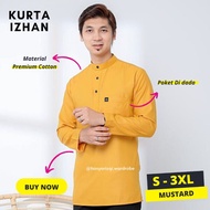 [S-3XL] Kurta Izhan | Kurta Mustard | Kurta Slim fit | Kurta Lelaki | Kurta Dewasa | Kurta Lengan Pa