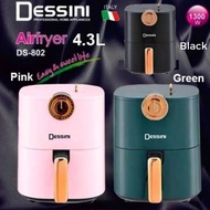 DESSINI AIR FRYER 4.3L Malaysia Plug Healthy Lifestyle Timer and Temperature Adjustable Pink and Green