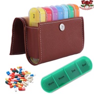 MALCOLM1 7-Day Pill Organizer, PU Carrying Case Drug Container Weekly Pill Organizer Box, Stylish We
