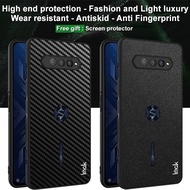 Original Imak Luxury Carbon Fiber Pattern Casing Black Shark 4 Pro Hard PC PU Leather Back Cover BlackShark 4 Shockproof Case + Screen Protector