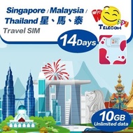 Happy Singapore/Malaysia/Thailand SIM Card - 14 Days 10GB Unlimited Data Travel Sim (5G/4G)