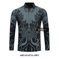 KEMEJA Original Batik Shirt With ARYASATYA AWU Motif, Men's Batik Shirt For Men, Slimfit, Full Layer, Long Sleeve