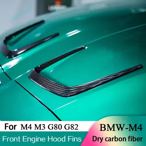 For BMW M4 M3 G80 G82 Dry Carbon Fiber Car Side Fender Splitters Trim Engine Hood Fins Front Bumper 