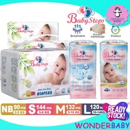 Baby Steps Diapers Tape Newborn Diapers Lampin NewBorn - Size NB/S/M/L (0-5kg/3-6kg/5-10kg/10-14kg)