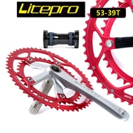 Litepro Hollow Double Chainring Crankset Road Bike Crankset 53-39t for412 SP8 Road Bike Folding Chain Disc Crank Set Bicycle Accessories