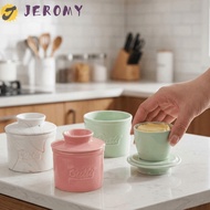 JEROMY Round Butter Box, Sealed Keep Fresh Butter Bell Crock, Spice Jar with Lid Large Capacity Cera